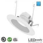 Interchangeable 5-Inch or 6-Inch IC/UL LED Downlight with White Trim
