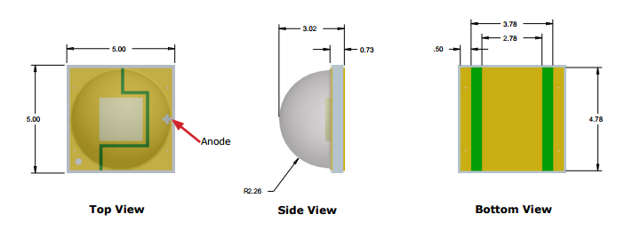 Cree XM-L2 Size