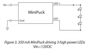 MiniPuck Powering 3 LEDs