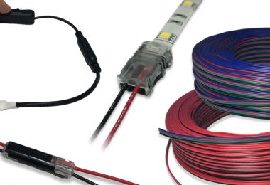 LED strip connectors, wire and installation accessories