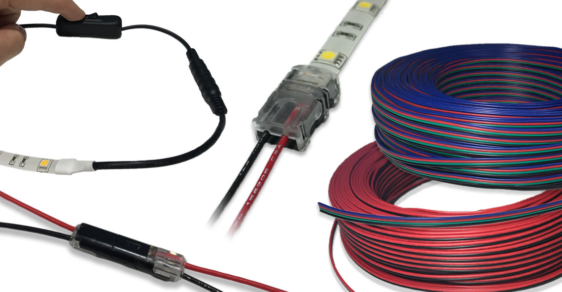 RGB Extension Cable for LED Strip 4 Pin 0,5 1 2 3 5 10 Metre White Black 