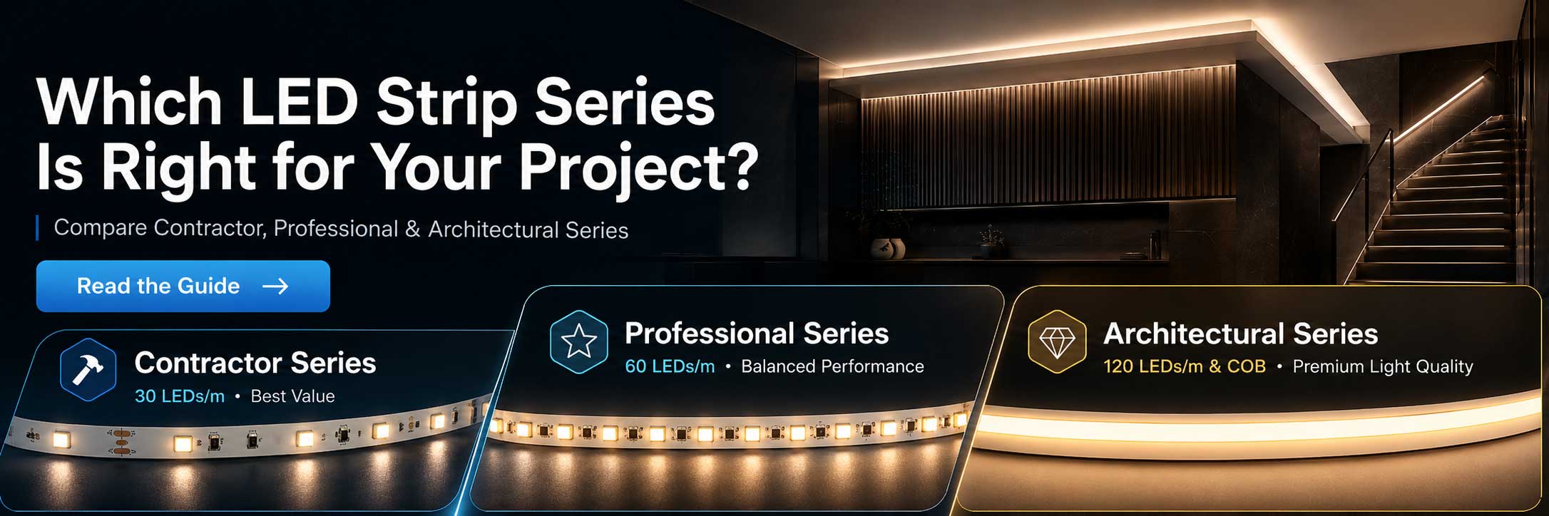Compare Contractor, Professional and Architectural LED Strip Series