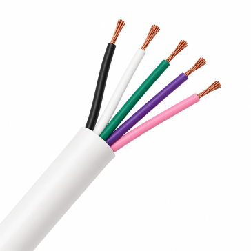White 5-Conductor Fixture Power & Control (0-10V Dimming) Cable