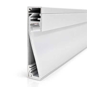 Baseboard LED Channel for 10mm Strip - White Anodized with Diffuser Lens & End Caps
