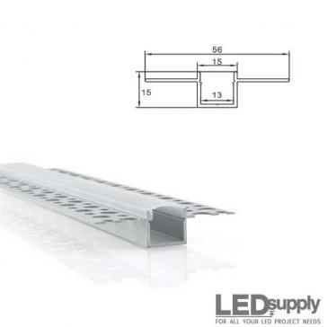 Plaster-In Flat Mount LED Channel, 56mm with Flat Diffuser Lens