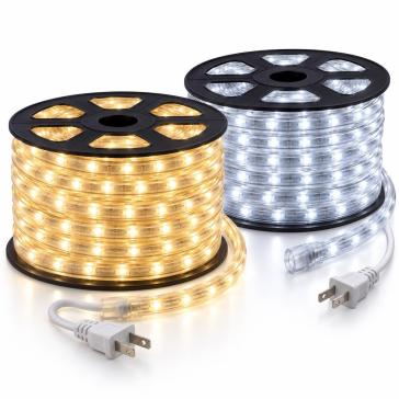 AC Plug-in IP65 Waterproof White LED Rope Light — 110VAC, Max 150FT