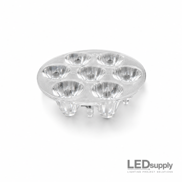 Optic: 40mm 7-Up TIR Lens Array - Narrow Spot LED Optic - Khatod PL121106