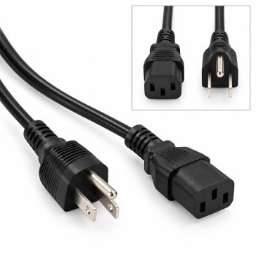 Mean Well YP12 + YC12 AC Power Cord, 6 FT, 3-Pin US Plug