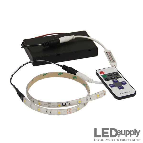 4 x Wireless LED Colour Changing Lights with 3 RGB LEDs & Remote Control,  Battery Powered