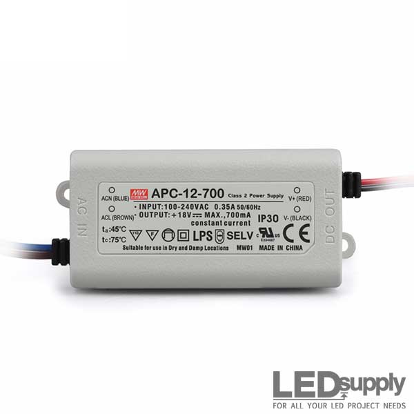 Fuente de alimentación LED 35w 11-33v 1050ma; Meanwell apc-35-1050; corriente constante 