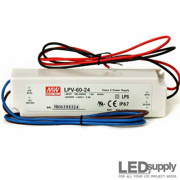 MW Mean Well LPV-60-5 LED Driver 40W 5V IP67 fuente de alimentación impermeable 