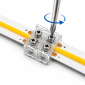 SureClamp™ 2-Pin (White) IP20 Connector for 10mm LED Strips - Strip-to-Strip - Screw-Down Solderless Design