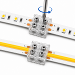 SureClamp™ 2-Pin (White) IP20 Connector for 10mm LED Strips - Strip-to-Strip - Screw-Down Solderless Design