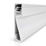 Baseboard LED Channel for 10mm Strip - White Anodized with Diffuser Lens & End Caps
