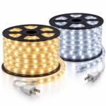 120VAC Plug-in IP65 Outdoor Waterproof White LED Rope Light — Max 150FT