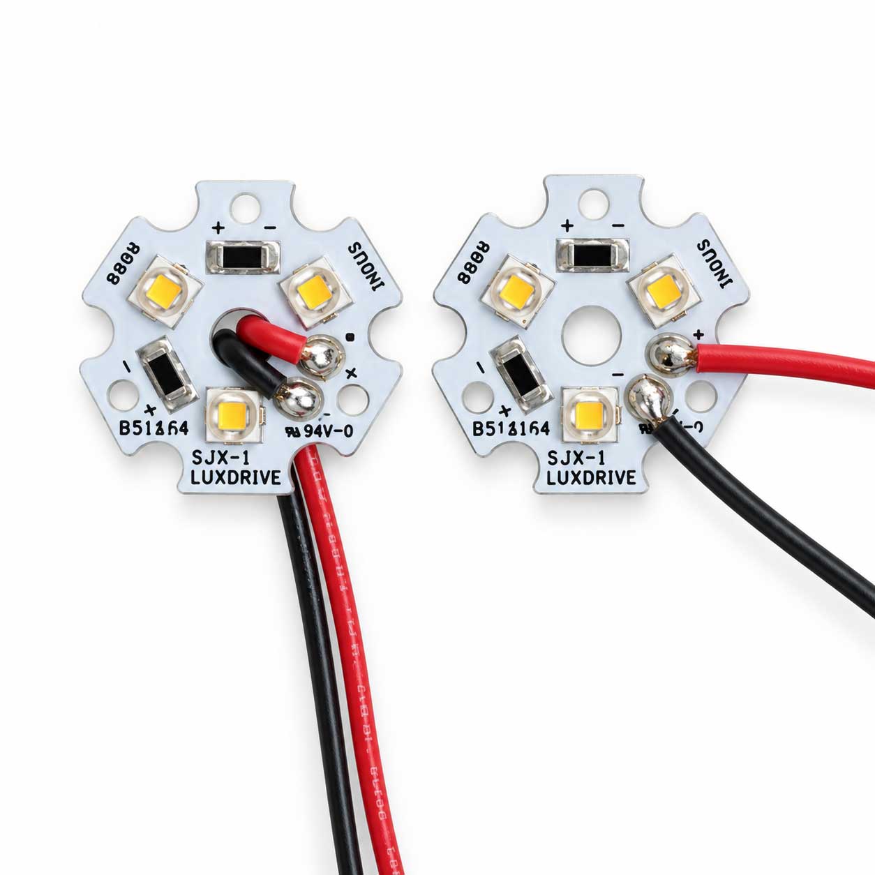 3-Up wiring options: center-hole leads at left and side-exit leads at right